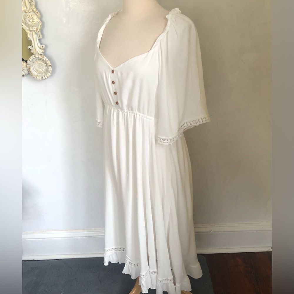 Lulus My darling love White handkerchief Dress w/3/4 sleeves fully lined Size XL - Picture 6 of 14